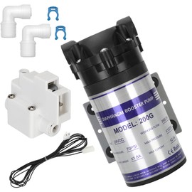Kelegaan 2025 Upgraded Booster Pump Kit, Suitable for Household Reverse Osmosis Water Filtration System Standards or Manifolds up to 200 GPD,Bring a High-Voltage Switch