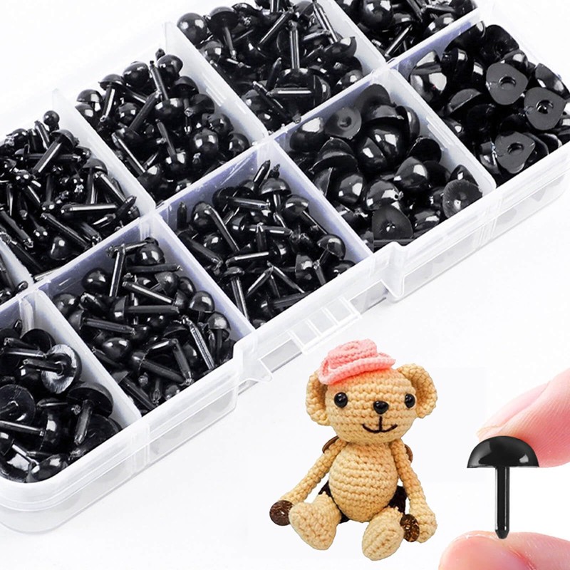 Doll Eyes and Nose Set, Approx. 1000 Piece Set, Black,