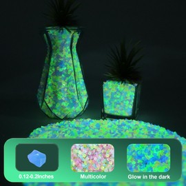 Glow in The Dark Sand, 17.6 oz Mini Glow in The Dark Rocks Fish Tank Sand Aquarium Gravel Glow Pebbles Luminous Stones for Garden Driveway Gap Filler Wase Potted Plant Sand Art Bottle Decor (Blue)
