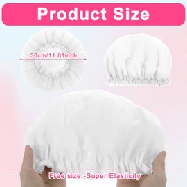 TIESOME Reusable Shower Caps for Women, Large Waterproof Shower Bonnet Terry Cloth Lined Shower Cap Elastic Band Double Layers Waterproof Bath Caps for All Hair Lengths for Women Spa Home Salon Use