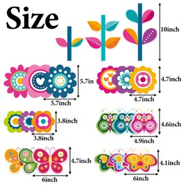 NBjiuyin 54 Pieces Spring Flowers Butterfly Cutouts Springtime Blooms Mini Colorful Cutouts Wall Decals Bulletin Board Set with Glue Point Dots for Bulletin Board Home Classroom Decorations