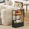 TUTOTAK Narrow Side Table with Charging Station, Slim End Table