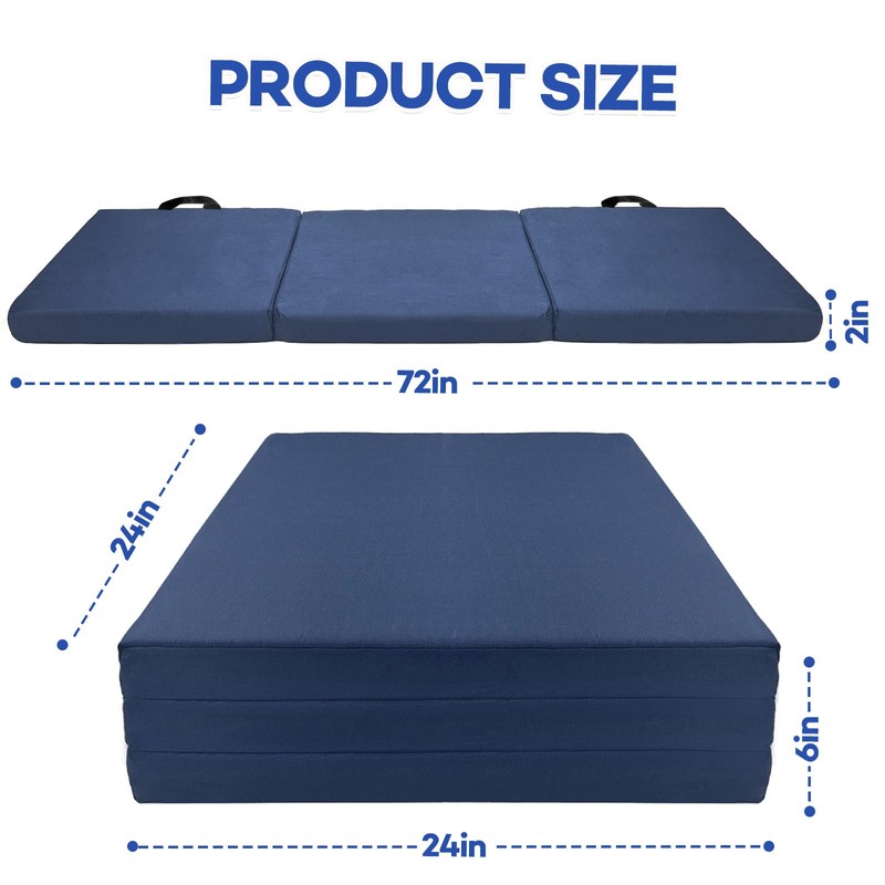 JZHLLA Foldable Fall Protection Mat for Elderly Blue Waterproof Non