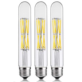 LEOOLS 12W Dimmable Edison Led Tubular Bulb T10/T30,E26 Medium Base Filament Lamp 100 Watt Equivalent 4000K Daylight Glow,Vintage Antique Bulbs,7.3in(185mm),3-Pack