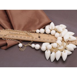 Alilang Chunky Shell Like Shark Tooth Cluster Dangling Gold Tone Collar Bib Statement Necklace