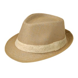 Men Women Panama Hat Straw Fedora Trilby Sun Hat Summer Classic Short Brim Gentleman Jazz Cap Roll Up Foldable UV Protection Cowboy Cowgirl Cap with Beige Band for Beach Travel Party Holiday