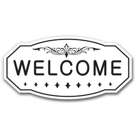 Welcome Victorian Door/Wall Sign (White) - Large 5" x 10"