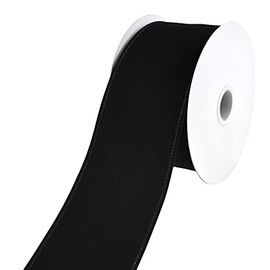 Homeford Cinta de terciopelo navideño con borde de alambre, 2-1/2 pulgadas, 10 yardas, negro