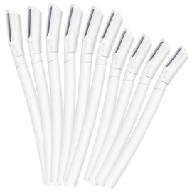 Dermaplane Razor for Women Face, 10 Pack Professional Facial Hair Removal & Dermaplaning Tool for Peach Fuzz, Eyebrow Shaping and Gentle Exfoliation (White)