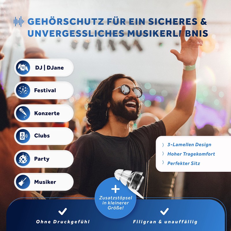 SCHALLWERK Music+ | Discreet Ear Protection Earplugs - Dampen Noise