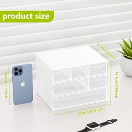 Gonice Desk Drawer Organizer, 3 Pack White Stackable Plastic Storage Organizer With 6 Drawers, Makeup Storage Box, Stationary Organizer for Office, Home, School (3pack-white)