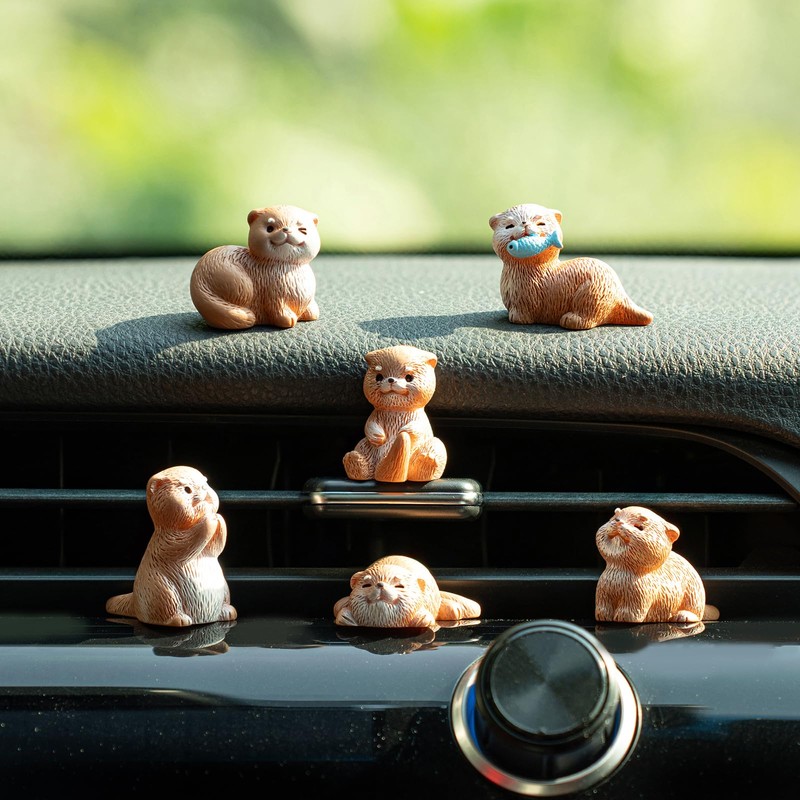 Rislobx 6PCS Otter Car Dashboard Decor, Sea Otter Car Dashboard