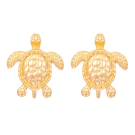Sea Turtle Stud Earrings for Women Gold Silver Plated Boho Charm Nautical Textured Ocean Animal Turtles Polished Lightweight Small Earrings for Minimalist Summer Hawaiian Beach Holiday Fashion Jewelry