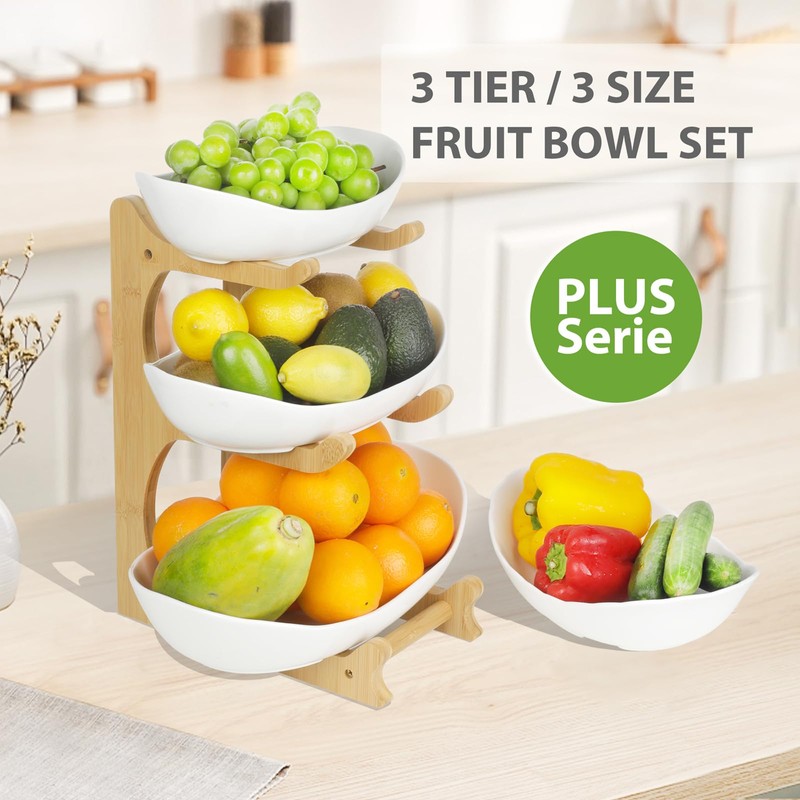 Seven Sparta 3 Tier Fruit Bowl for Kitchen Counter (PLUS