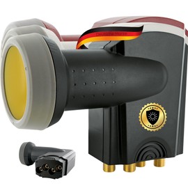Schwaiger 714371 Digital Premium Quad LNB (Charcoal) for Two Participants with Sun Protect and Pull-Out Weather Protection, Gold-Plated Connectors for the Highest Quality (Full HD, 3D, Ultra HD / 4K)