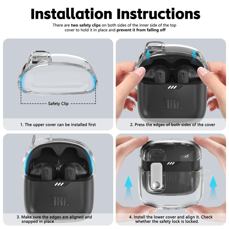 Polislime with Lock Case Compatible with JBL Tune Flex Earbuds,with