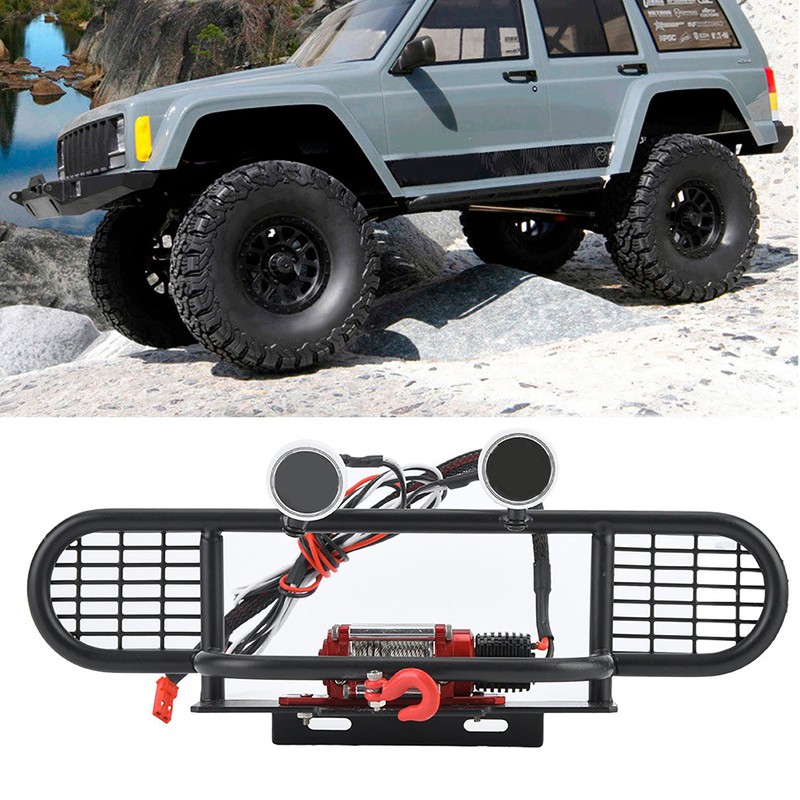 RC Front Bumper with 2 Round LED and Winch Remote