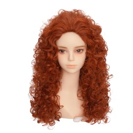 Daiaces Long Curly Orange Ginger Wig for Women Fluffy Princess Cosplay Wig for Halloween Anime Costume Party