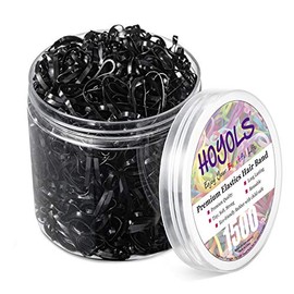 Hoyols 1500 - Correas el醩ticas negras para el pelo, mini banda de polibanda suave para coleta para ni駉s y ni馻s