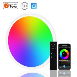 Smart LED Ceiling Light 30W with Remote, RGB + Adjustable White 2700K-6500K, 2000LM, Alexa & Google Compatible, Ø30cm, Energy Efficient Modern Minimalist Design, Durable ABS + PP Build