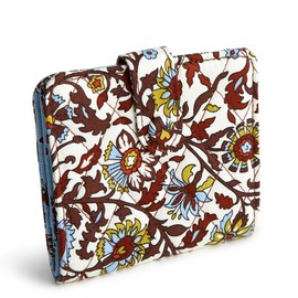 Vera Bradley Women's Premium Cotton Small Tab Wallet, Marrakesh Vines Cream, One Size
