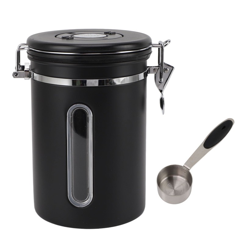Coffee Canister 1800ml 304 Stainless Steel Window Design One Way