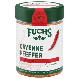 Fuchs Spices - Cayenne pepper ground - for a sharp taste in all sorts of dishes - natural ingredients - 60 g in reusable, recyclable tin