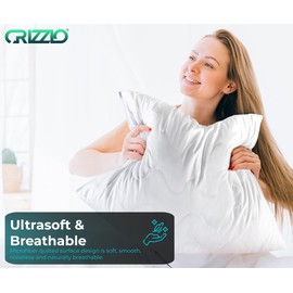 Crizzio® Quilted Pillow Protectors Zipped, Hypoallergenic, Dust Mite Proof, Breathable and Noiseless 100% Microfiber Pillow Protector, UK Standard 50x75 CM (Pack of 2)