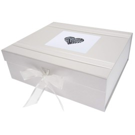 White Cotton Cards Alphabetics, Large Keepsake Box, Grey Heart, White Board, Multi-Colour, 27.2 x 32 x 11 cm