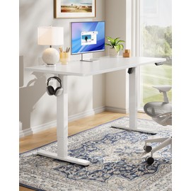 HUANUO Electric Standing Desk, 40" x 24" Whole Piece Desktop, Adjustable Height Computer Desk, 4 Height Memory Settings, Sit Stand Up Desk for Home Office, White