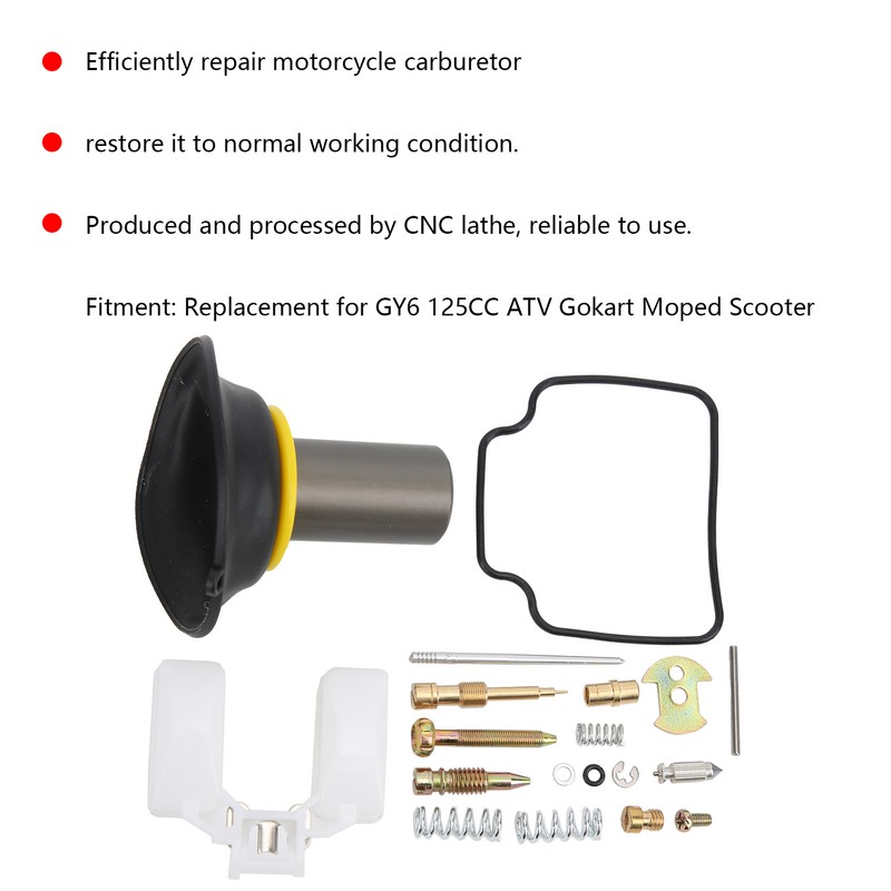 Motorcycle Carburetor Rebuild Kit Overhaul 0.87in Plunger Replacement for GY6