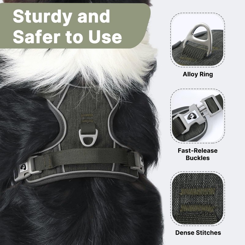 Belababy Large Dog Harness, Anti Pull Dog Harness with Soft