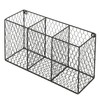 MyGift 3 Compartment Rustic Chicken Wire Kitchen Utensil Holder, Black