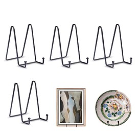 Kozdtiz Easel Stand Plate, Set of 4 Iron Easel, Decorative Plate Holder, Plate Stand, Metal, Decorative Plate Holder for Plates Photo, Books, Picture, Picture Frame, Black, 8.3 x 7.5 x 7.5 cm