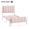 HITHOS Twin Size Bed Frame, Upholstered Pink Bed Frame with
