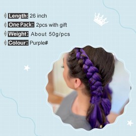 Colored Ponytail Extension Braid Hairpieces Pony tail Hair Extensions For Women Rave Purple Ponytail Hair Extension With Elastic Tie Party Cosplay Use 26inch