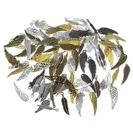 Kinteshun Assorted Angel Wings Feathers punk Charm Pendant Connector for DIY Jewelry Making Findings(100pcs,Assorted Colors)