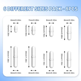 AYINLAB Barra de agitación magnética, barra de agitación de PTFE, barra de agitación grande, barra de agitación magnética pequeña, juego de 8 barras de agitación magnética, barra magnética para