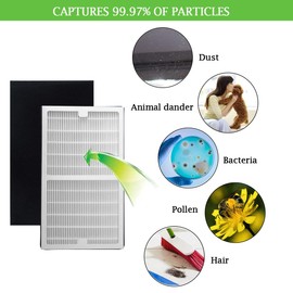 Gekufa IAF-H-100C Air Purifier Filter C Compatible with Idylis IAP-10-200, IAP-10-280 - Includes 2 HEPA Filters & 2 Carbon Filters