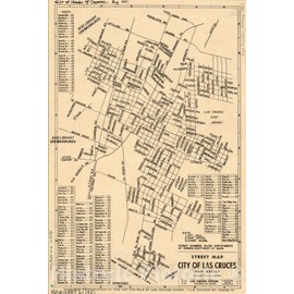 Historic Pictoric Map : Las Cruces, New Mexico 1951, Street map, City of Las Cruces, New Mexico, Antique Vintage Reproduction : 16in x 24in
