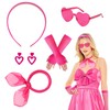 Meleager 90s Accessories Outfit Women, Pink Headband Earrings Mesh Gloves,