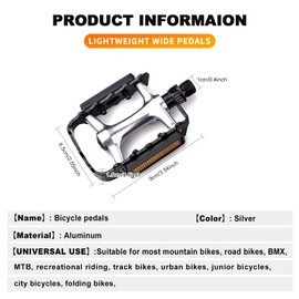Mountain Bike Pedals,Road/MTB Flat Pedals, Non-Slip Lightweight Aluminum Alloy Bicycle Pedals, Fits 9/16" Road Mountain BMX MTB Bike Pedal