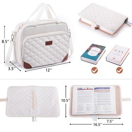 Aplufine Large Bible Cover Case with Markers and Tabs, Gift Box for Bible Study - Bible Carrier for Men and Women