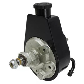 Unbranded SBC BBC Black Saginaw Power Steering Pump w/ Double 2-Groove Keyway Pulley