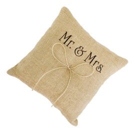 jojofuny Bridal Shower Ring Pillow Double Heart Mr Mrs Wedding Decorations Pillow