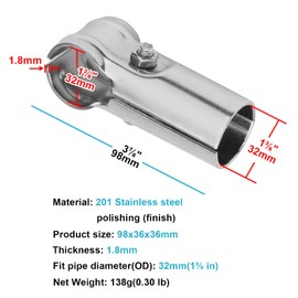 eoere 10 Sets 1-3/8" x 1-3/8" O.D. T Pipe Clamp Connector Chain Link Fence Clamp, Stainless Steel Tee Chain Link Fence End Rails Clamps for 1-3/8" OD Pipe, Thickness 1.8mm(Bolts/Nuts Included)