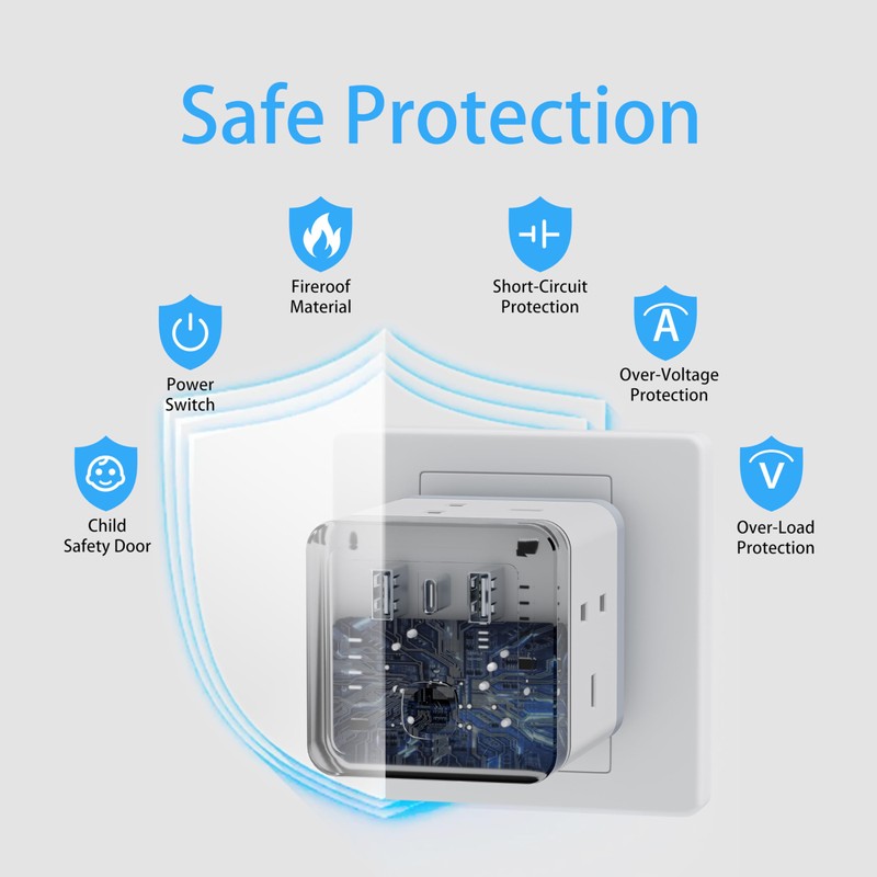 Multi Plug Adapter with 3 USB, AICODE 4 Way Multi