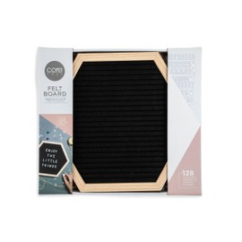 Core Home Felt Letter Board with Vintage Frame and Stand - Includes 128 Letters, Numbers, and Symbols - 12" x 12" - Black