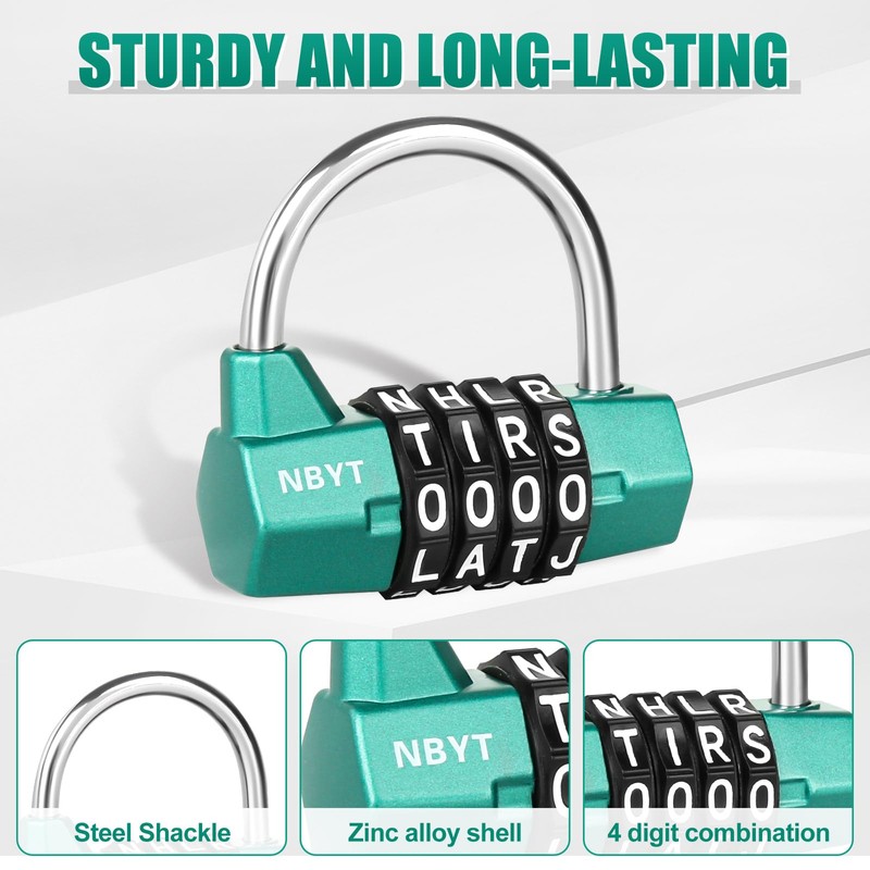 NBYT Letter Combination Padlock,Short Word or Acronym Lock, Gym Changing