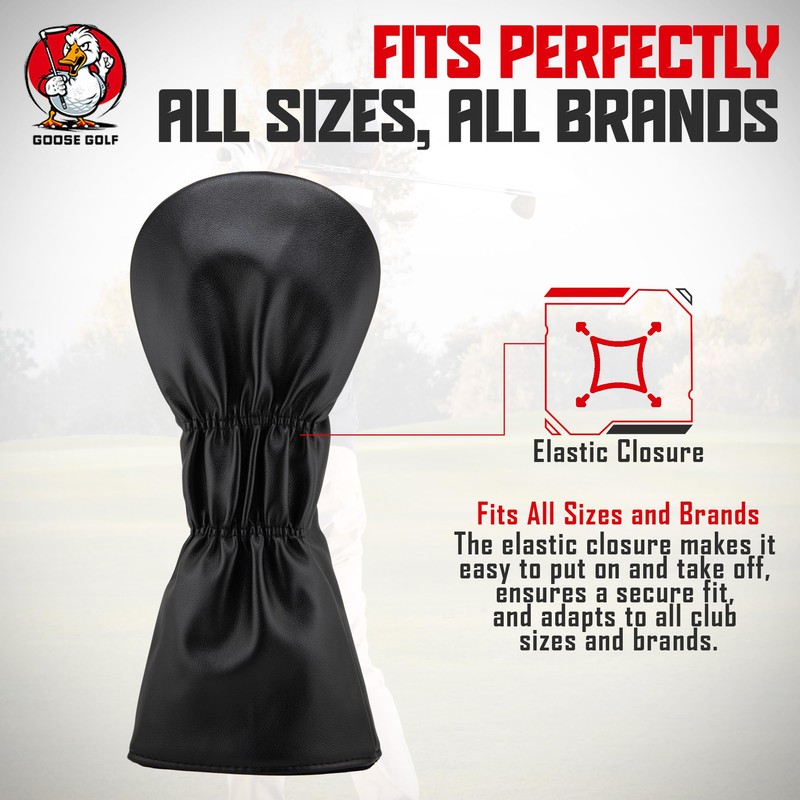 Golf Headcovers for Driver, Wood and Hybrid - Compatible with